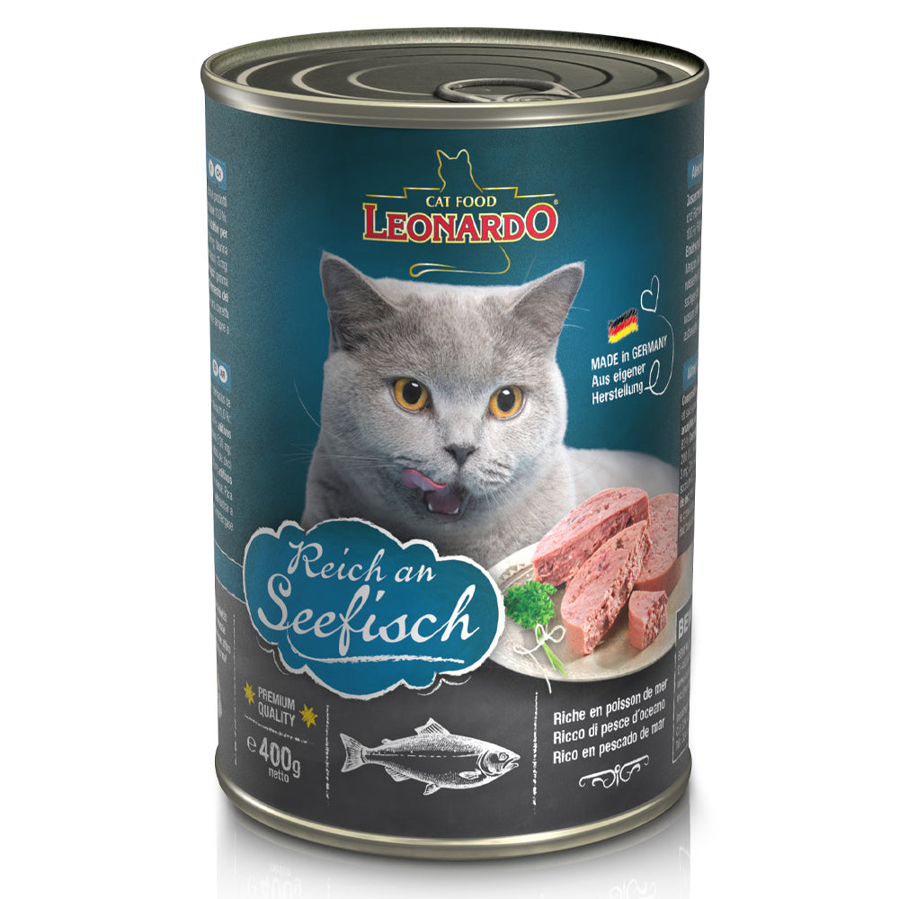 Alimento Húmedo Leonardo para Gatos, Pack 6 Latas de 400 Gr, Sabor Pescado